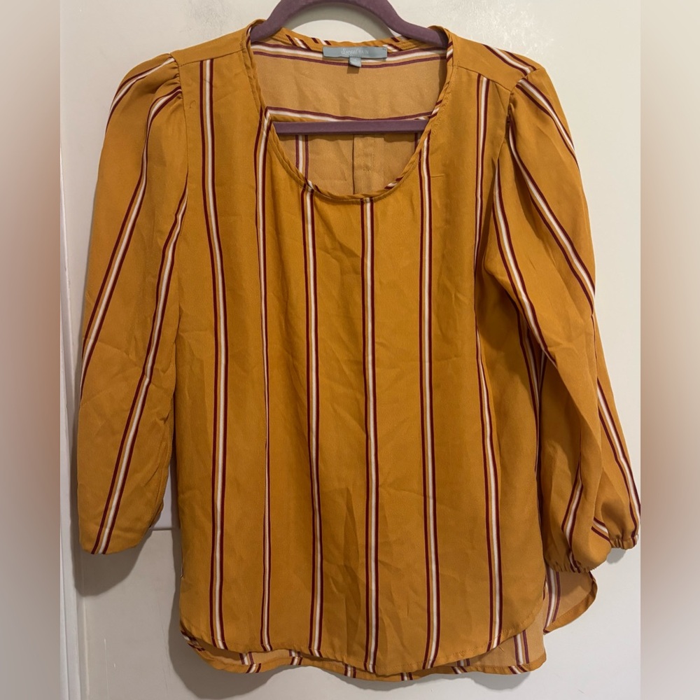 Sweet Rain Mustard Striped Blouse